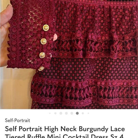 Self Portrait Pretty Burgundy Lace Dress - Picture 9 of 16